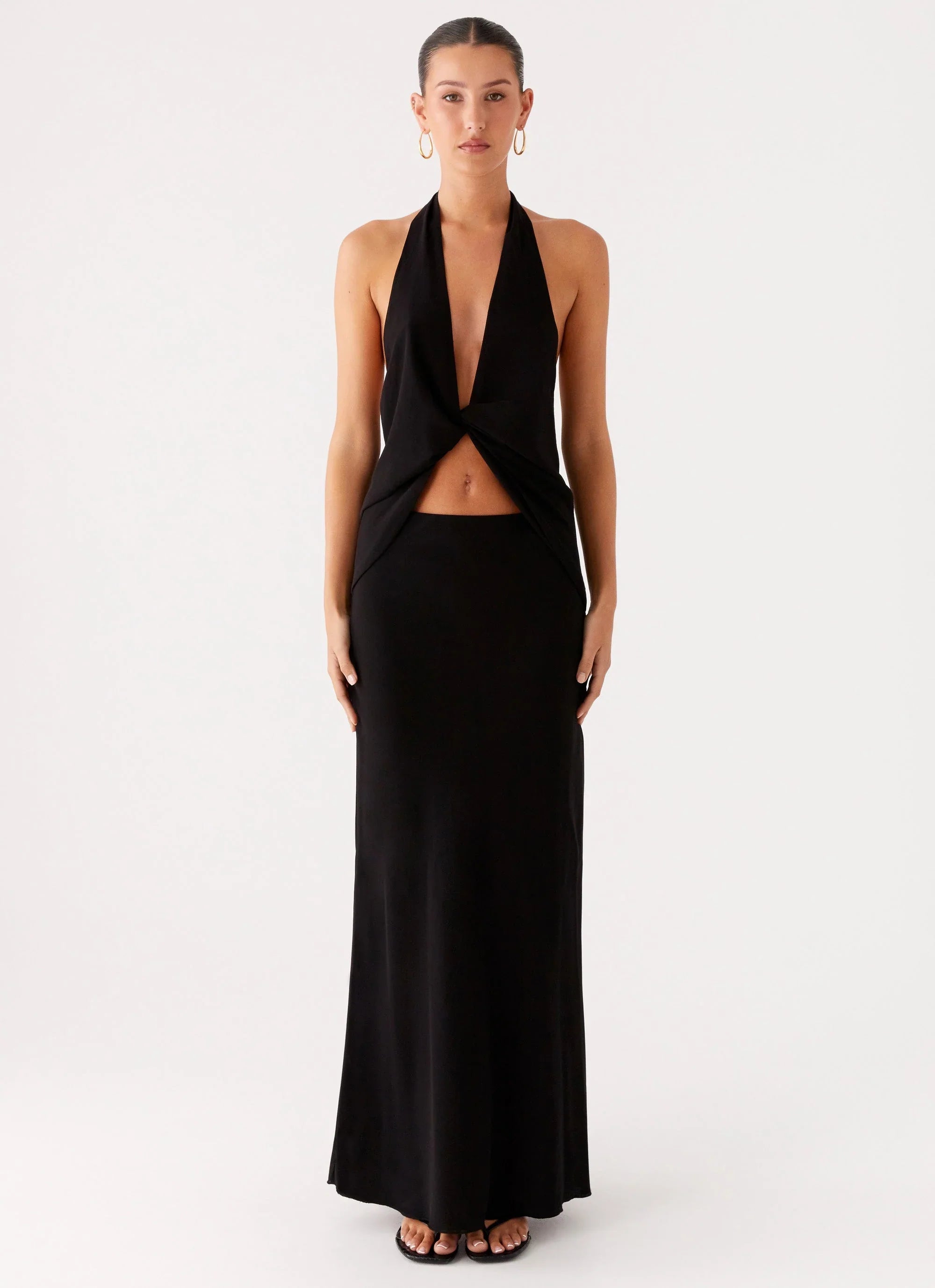 Michaella Chiffon Twist Top Black