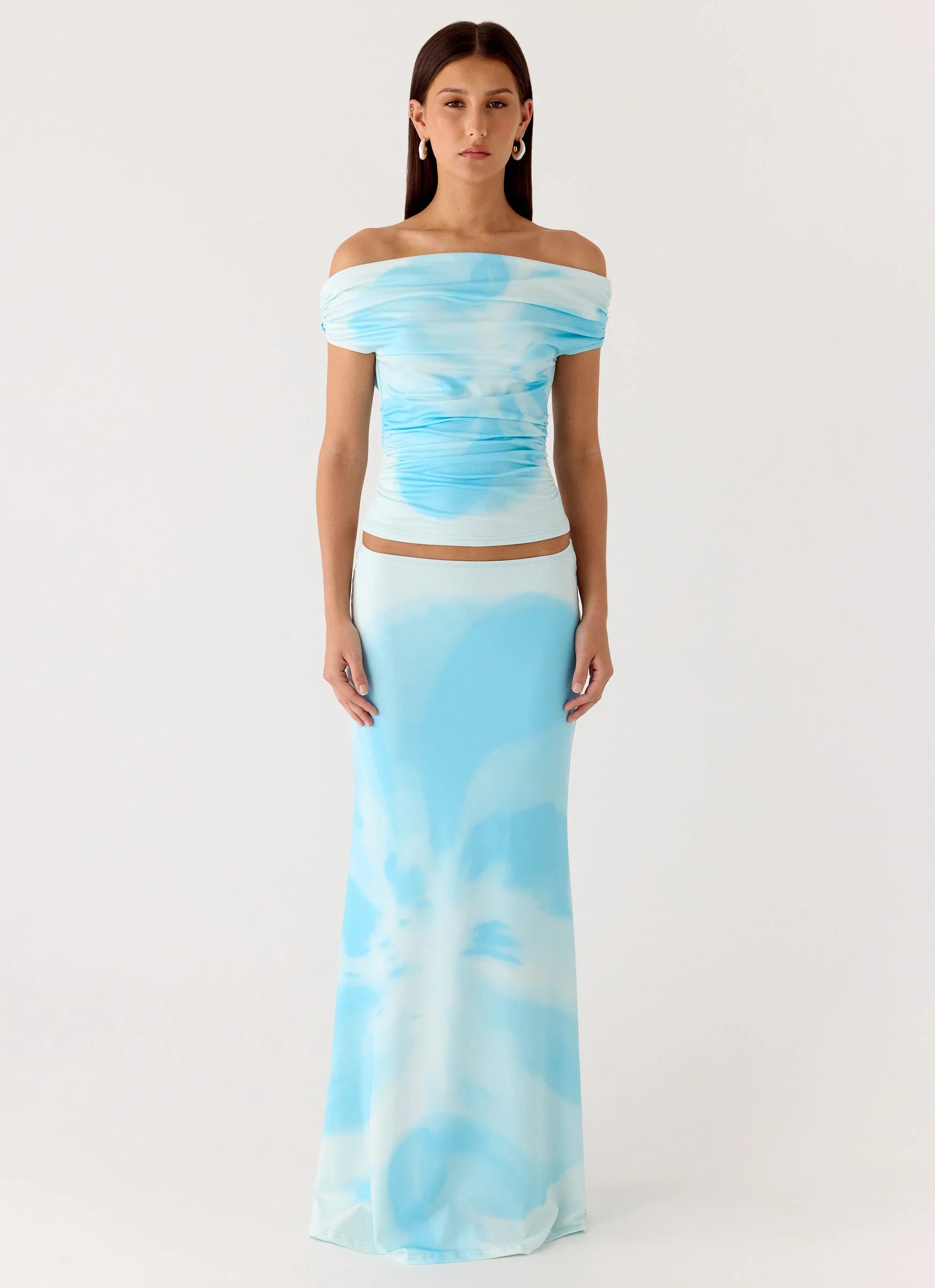 Moka Off Shoulder Top Blooming Blue