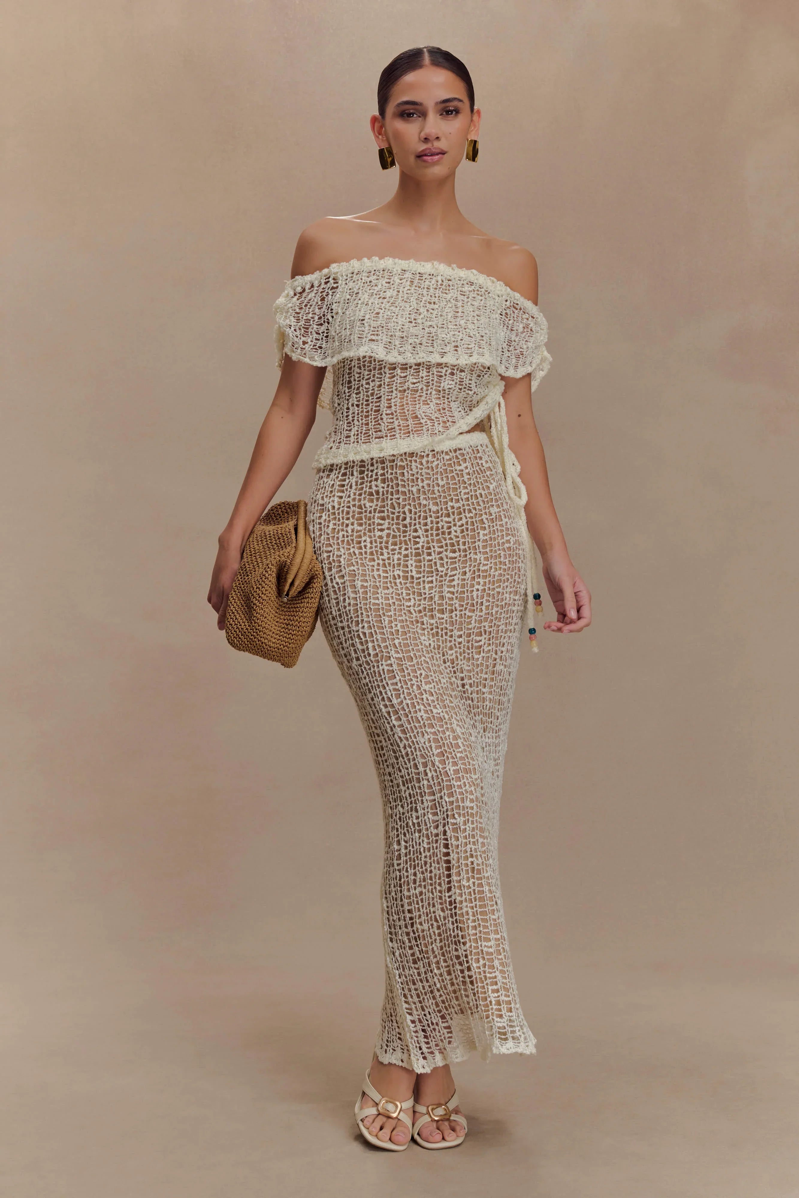 Cordelia Off Shoulder Knit Top Ivory