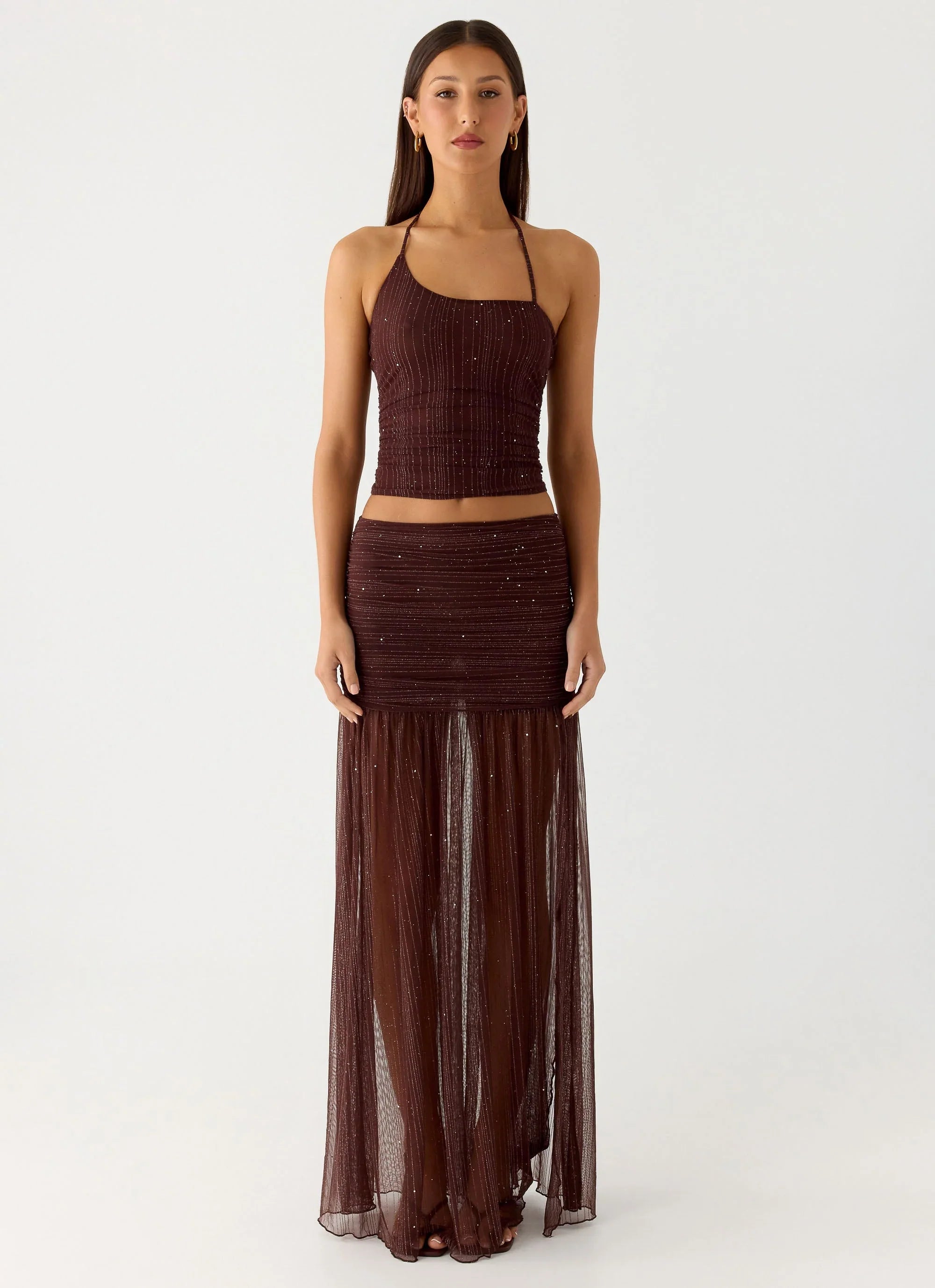 Sparkling Night Maxi Skirt Chocolate