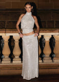 Susie Sequin Maxi Skirt Silver