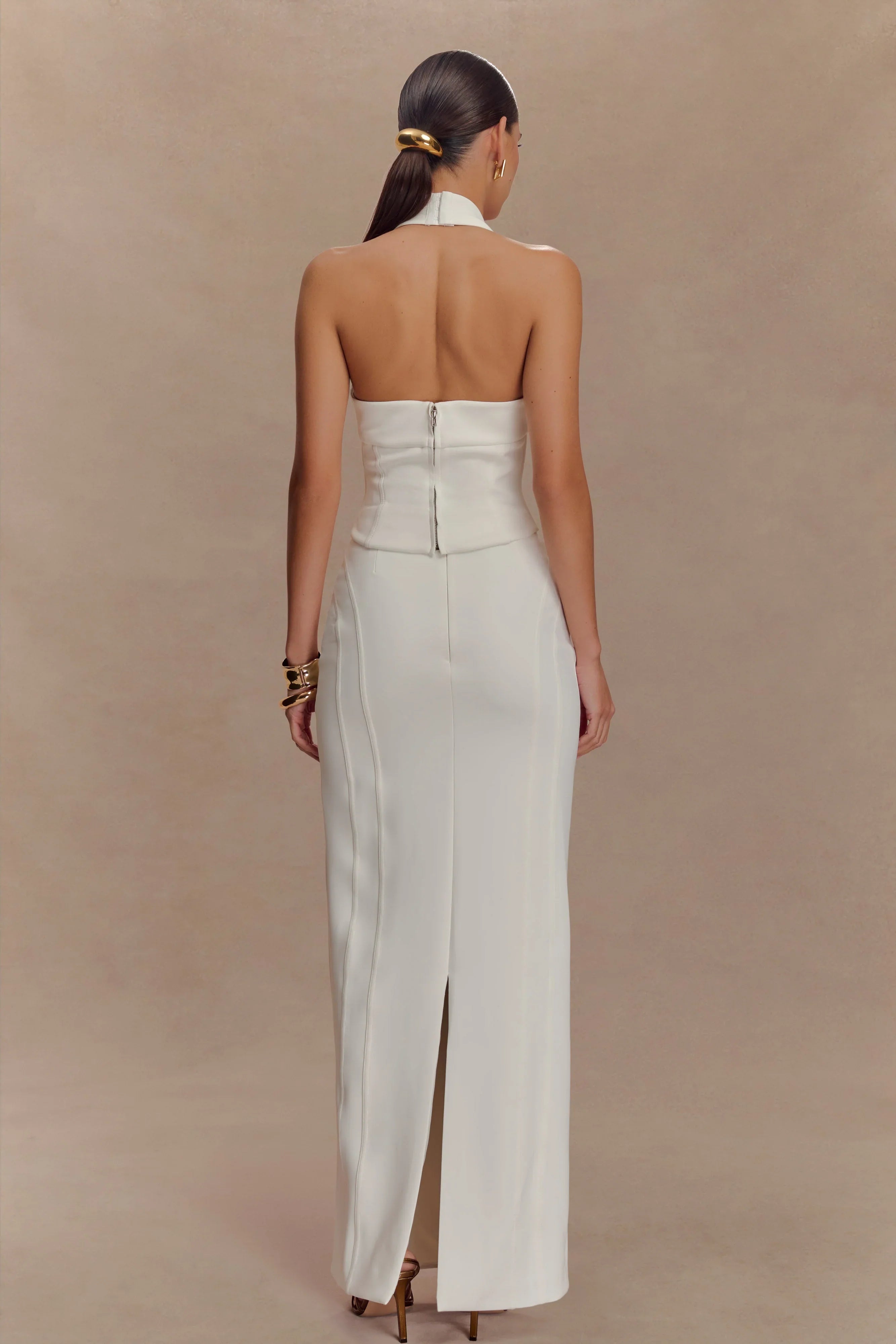 Alma High Waist Maxi Skirt White