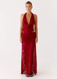 Farruko Jacquard Halter Top Dark Cherry