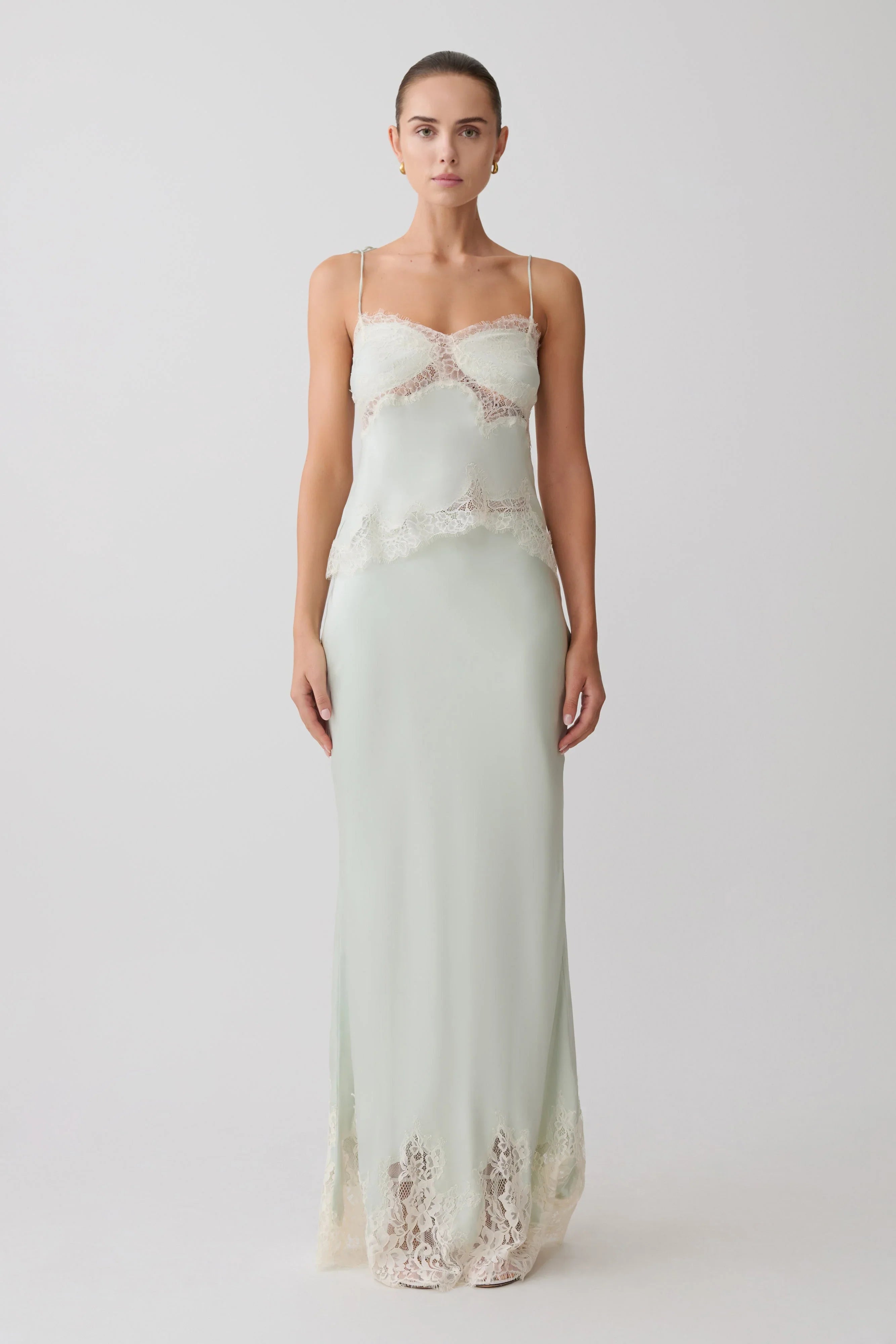 Nina Satin And Lace Camisole Sage
