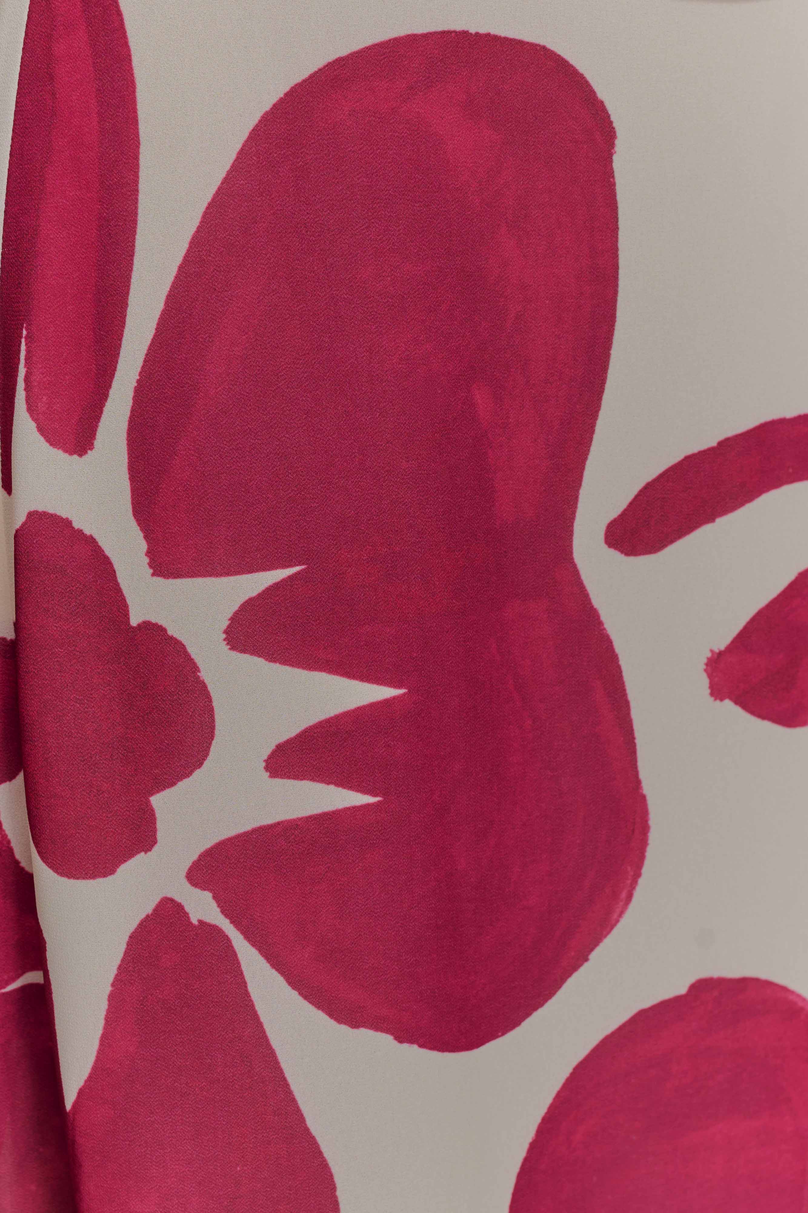 Katalina Chiffon Maxi Skirt Red Deco Fleur Print