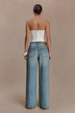 Melany Applique Denim Bustier White