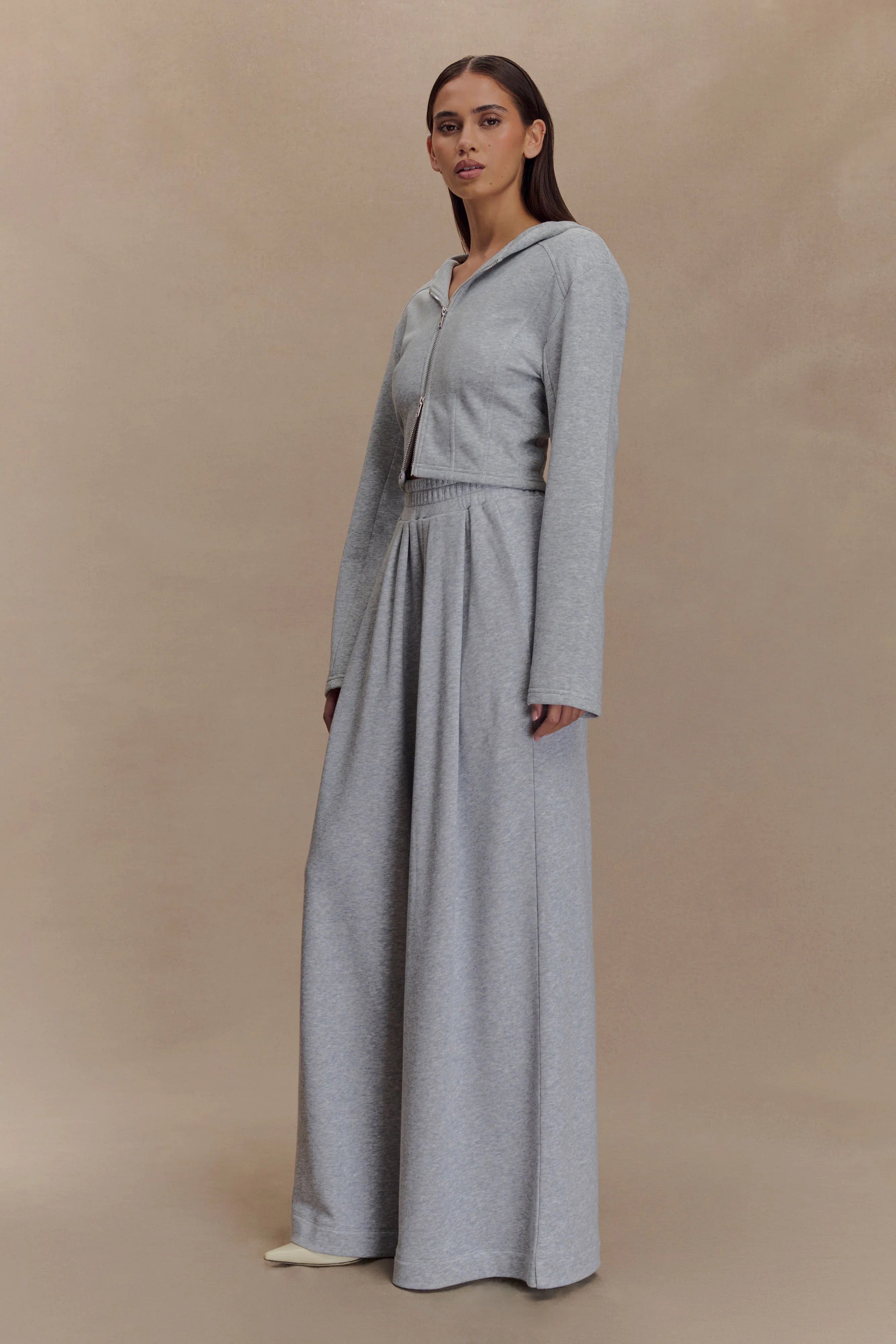Quinn Zip Up Hoodie Light Grey Marle