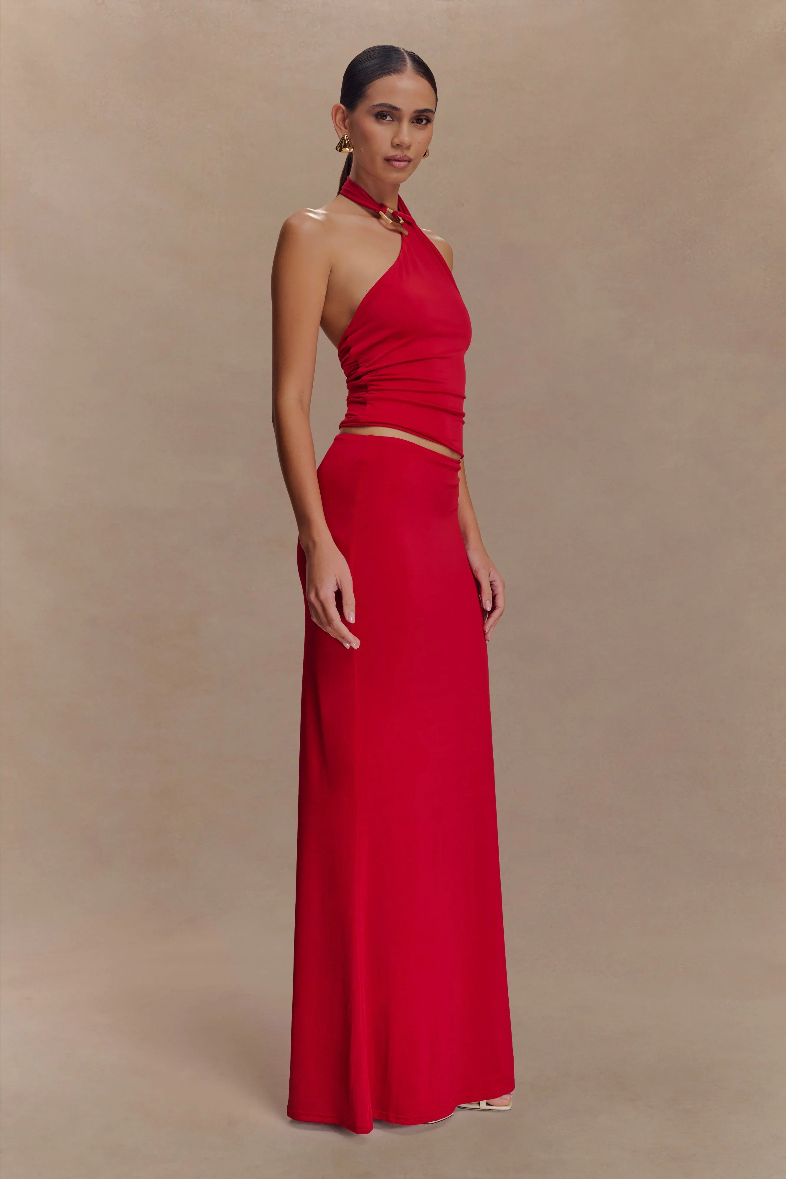 Mariposa Slinky Halter Top Red