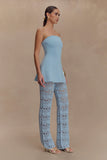 Trena Crochet Knit Pants Sky Blue