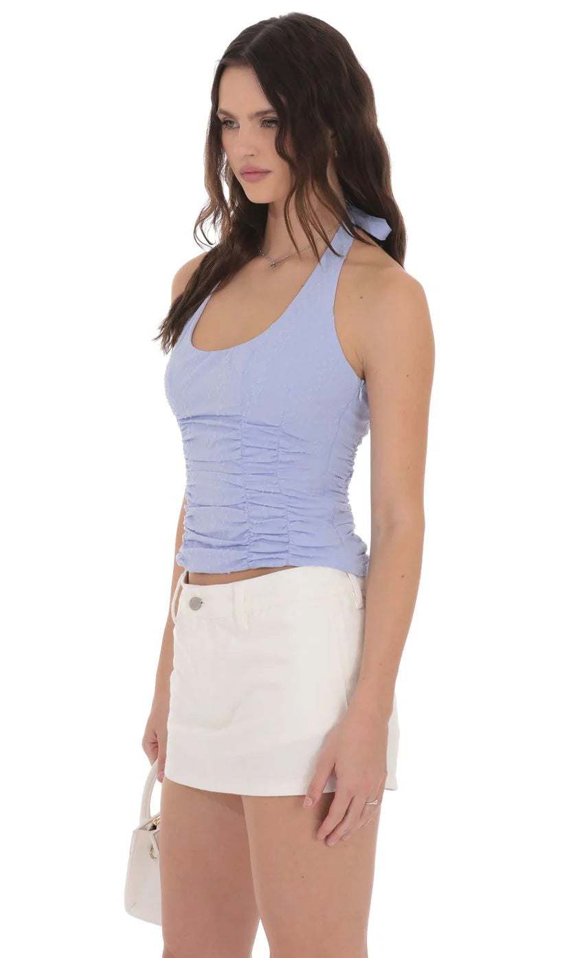 Dotted Halter Top in Powder Blue