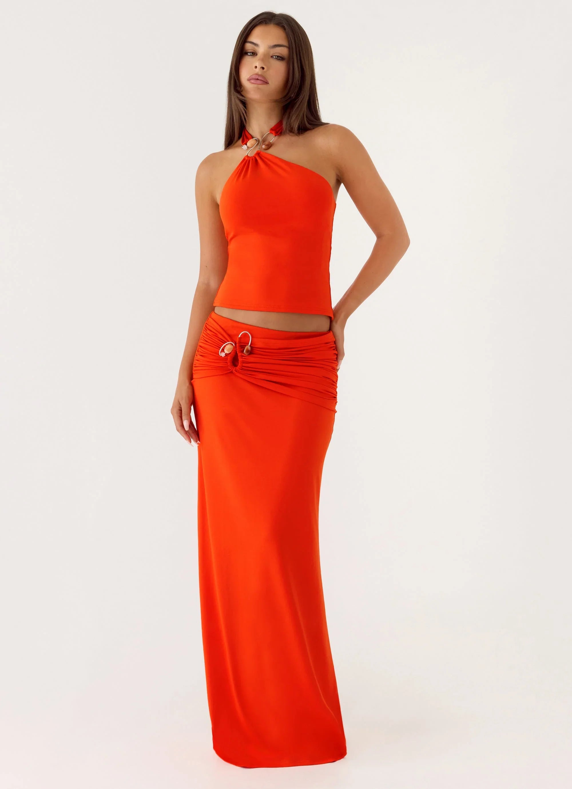 Selmah Hardware Maxi Skirt Tangerine