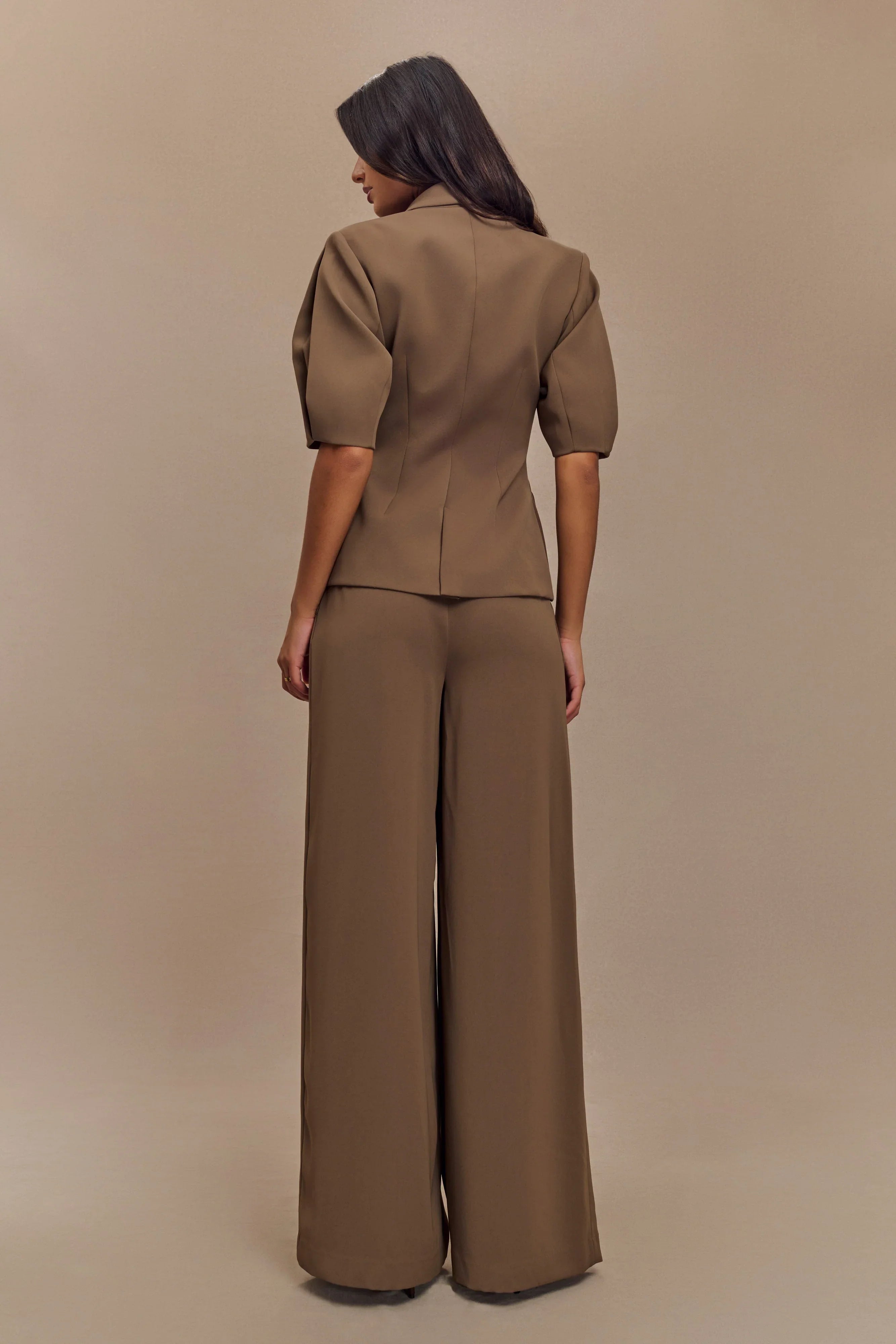 Faith Suiting Wide Leg Pant Cacao Brown