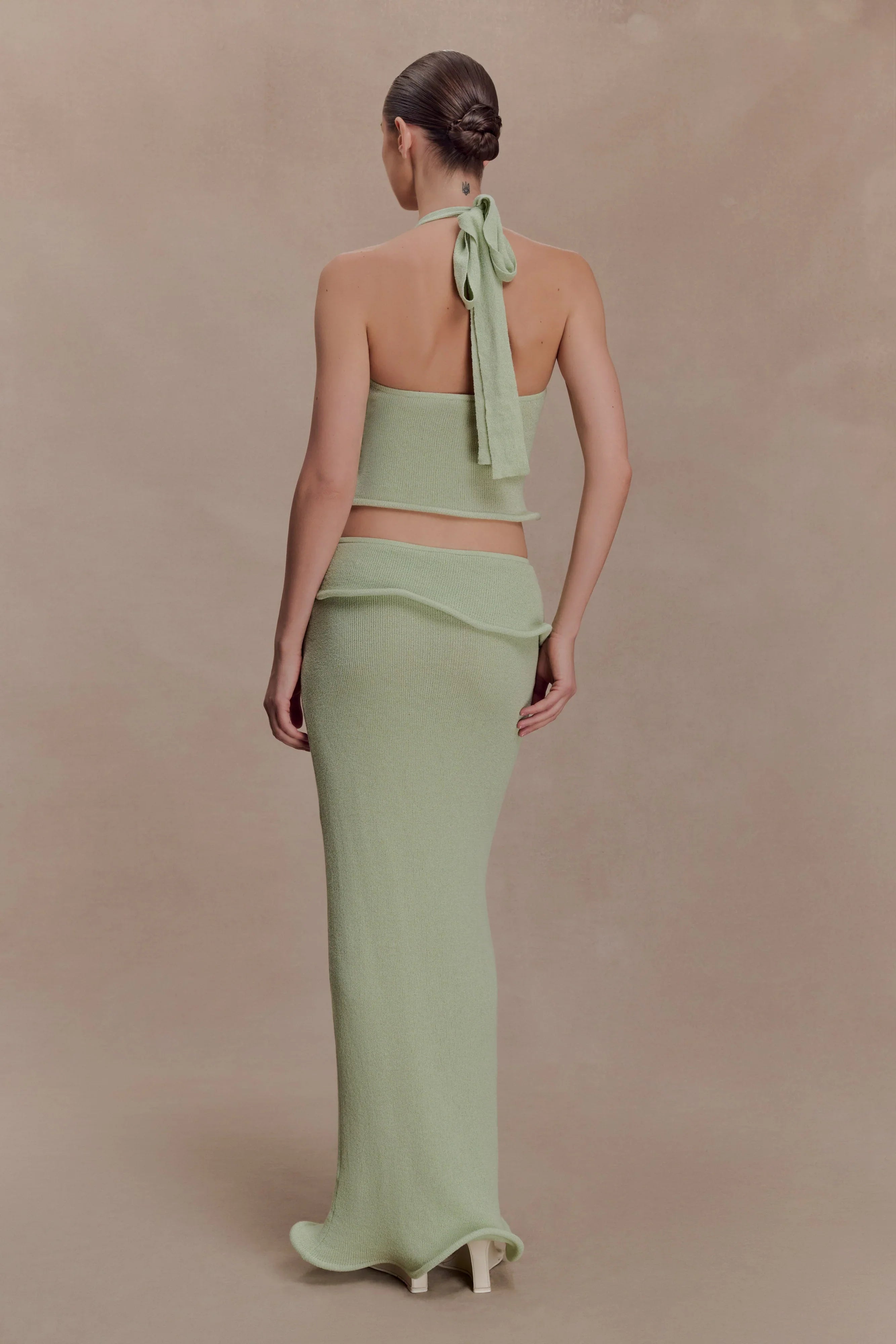 Samira Knit Wired Maxi Skirt Pastel Green