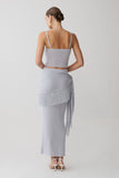 Jaytee Knit Maxi Skirt With Fringe Tie Sky Blue