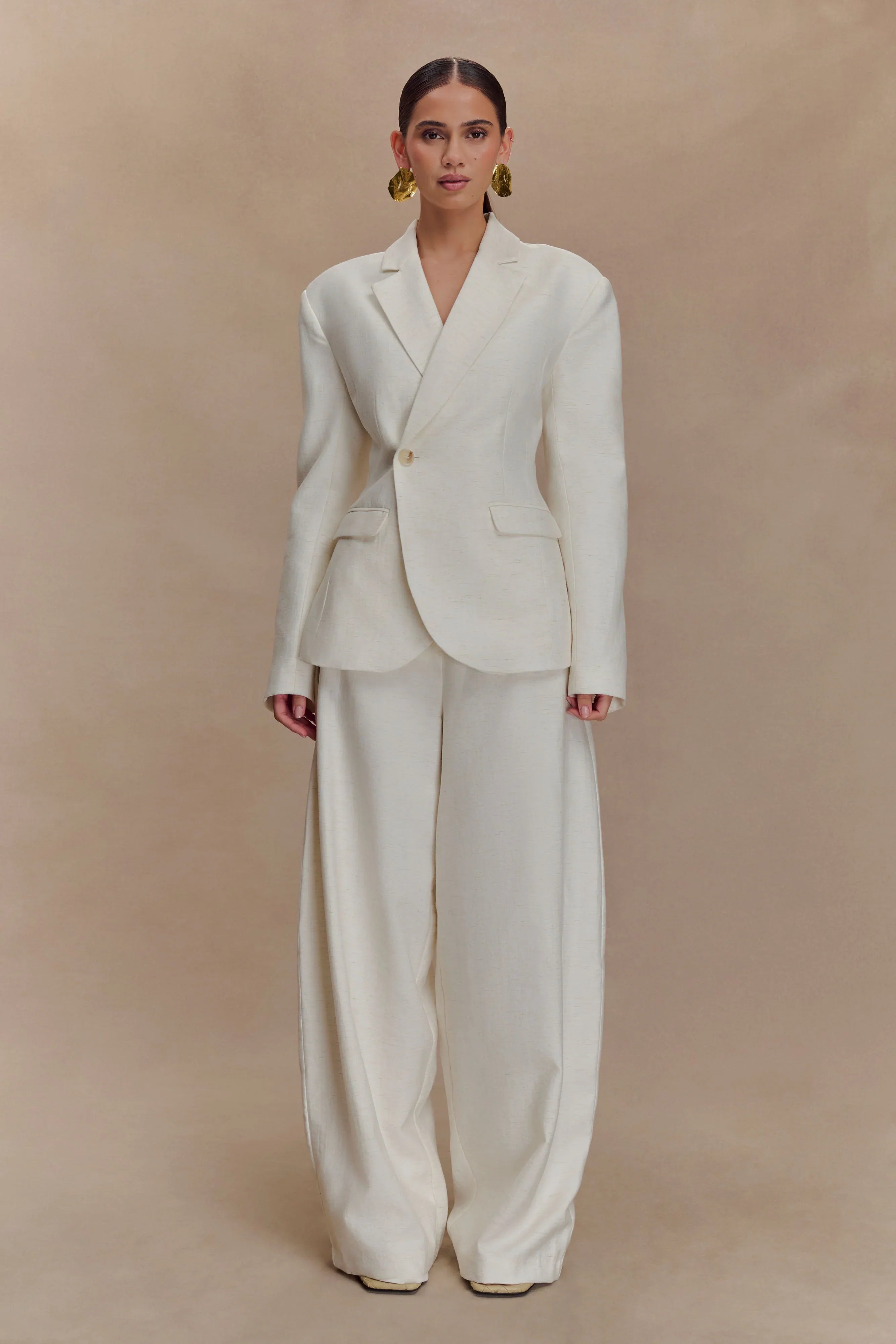 Cyrene Linen Wide Leg Pants Oat Marle