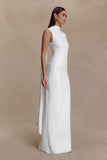 Wisteria Slinky Maxi Dress With Scarf White