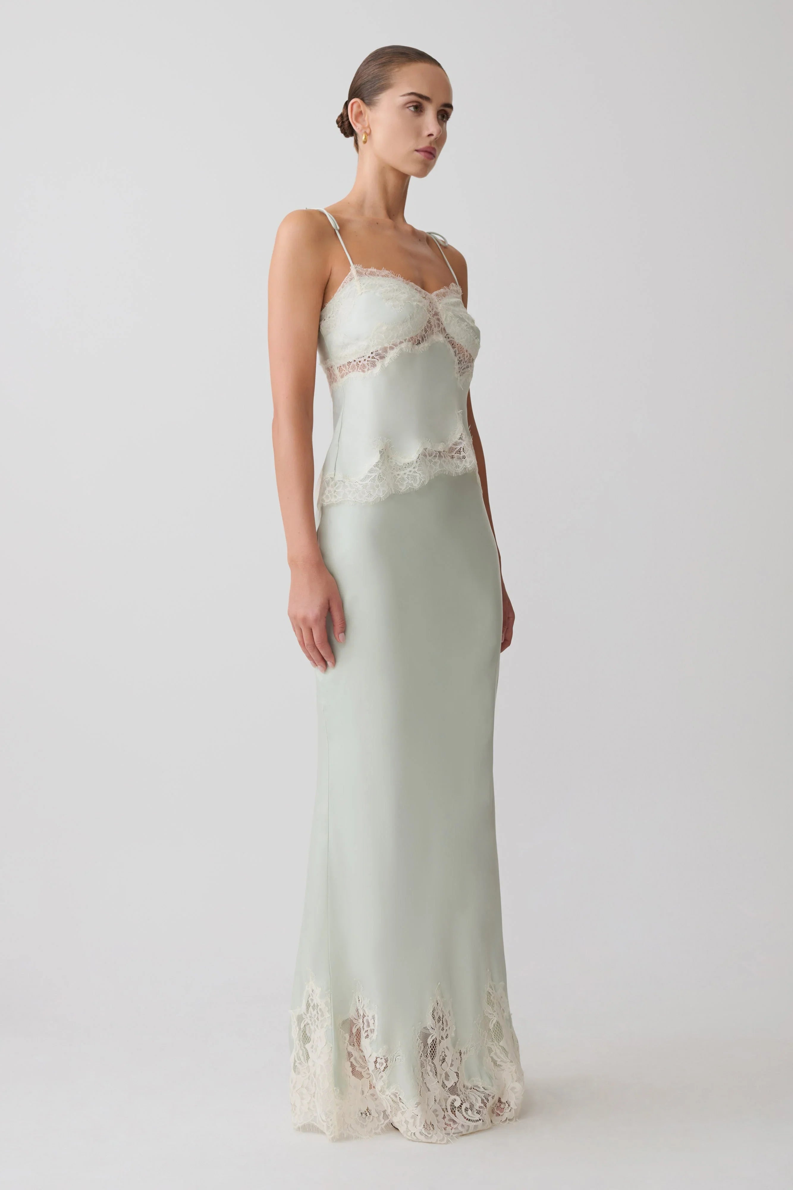 Nina Satin And Lace Camisole Sage