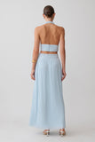 Amaris Gathered Plisse Maxi Skirt Pale Blue