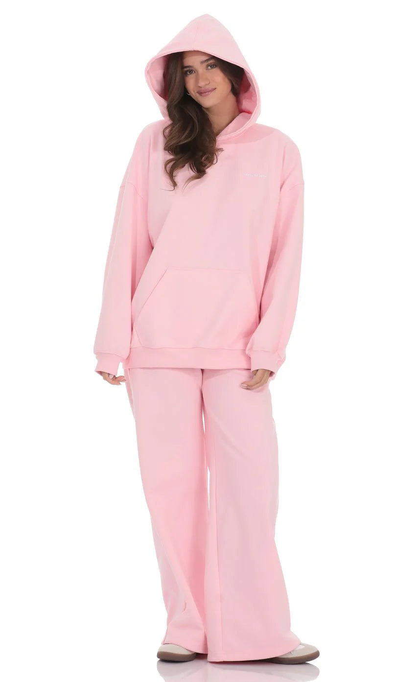 Los Angeles Print Hoodie in Pink