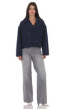 Double Breasted Short Trench in Navy
