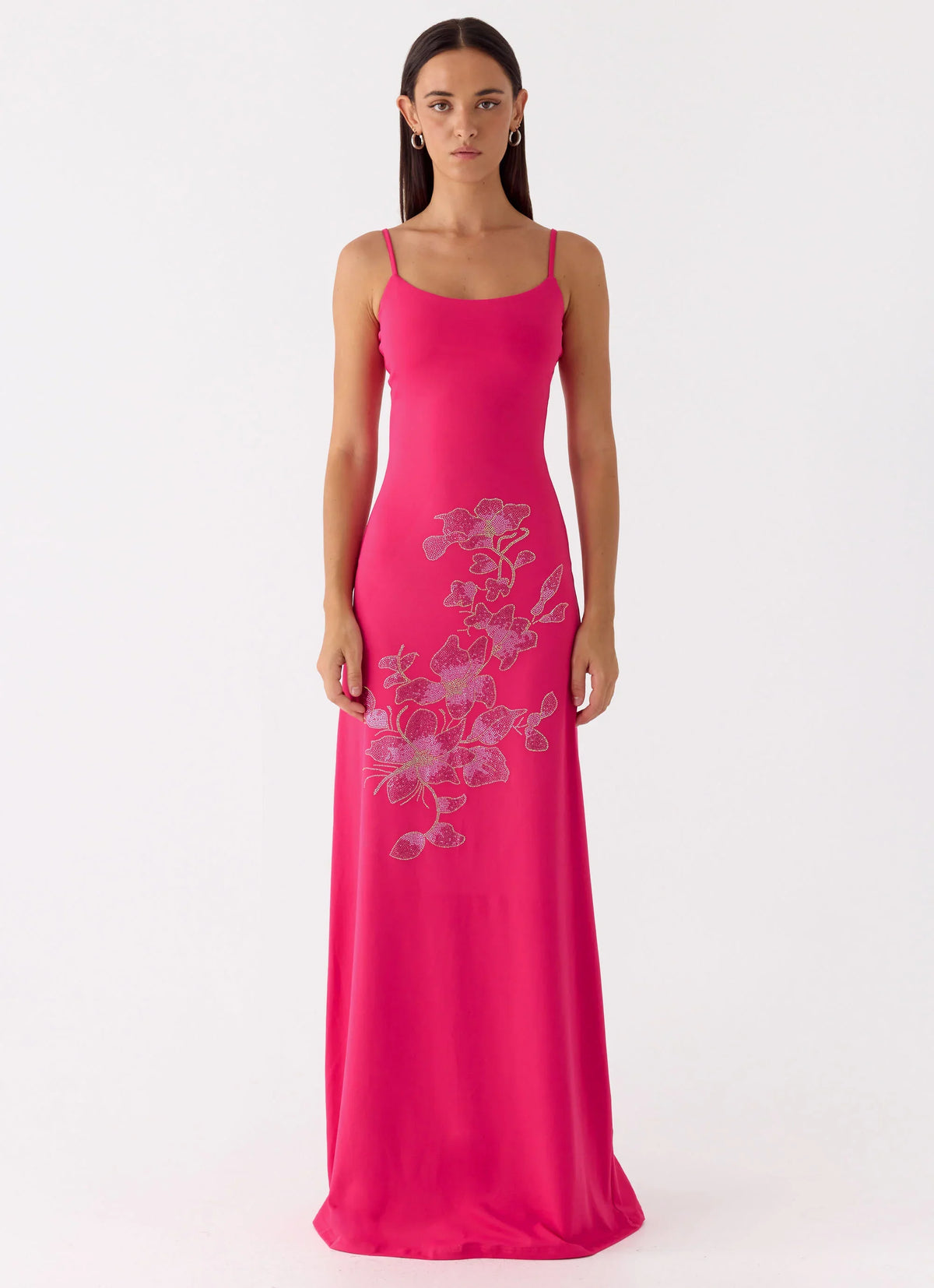 Carmine Embellished Maxi Dress Fuchsia