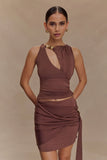 Alicent Slinky Beaded Top Chocolate