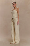 Ebony Embroidered Denim Jeans Cream
