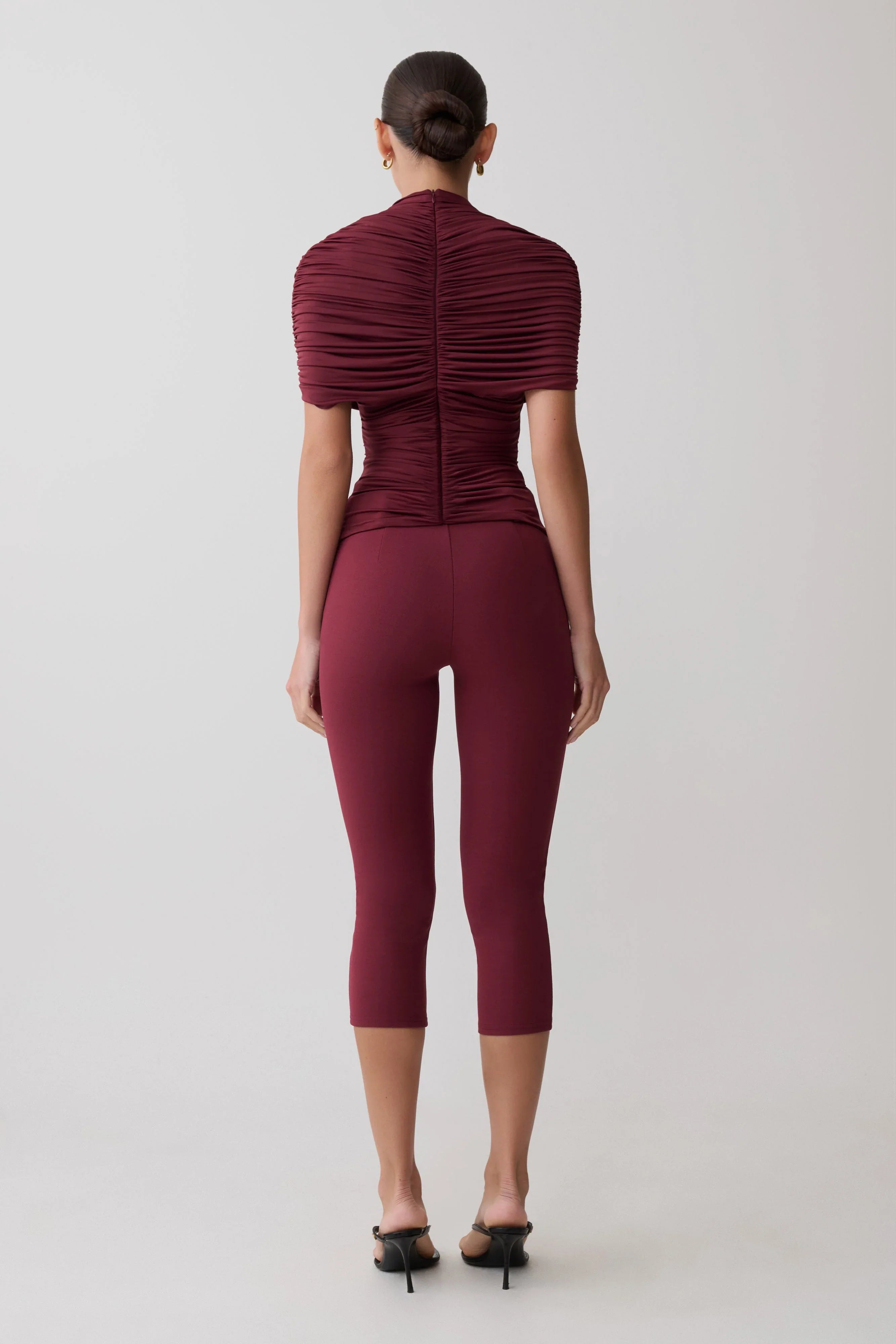Blanca Stretch Crepe Capri Pants Mahogany