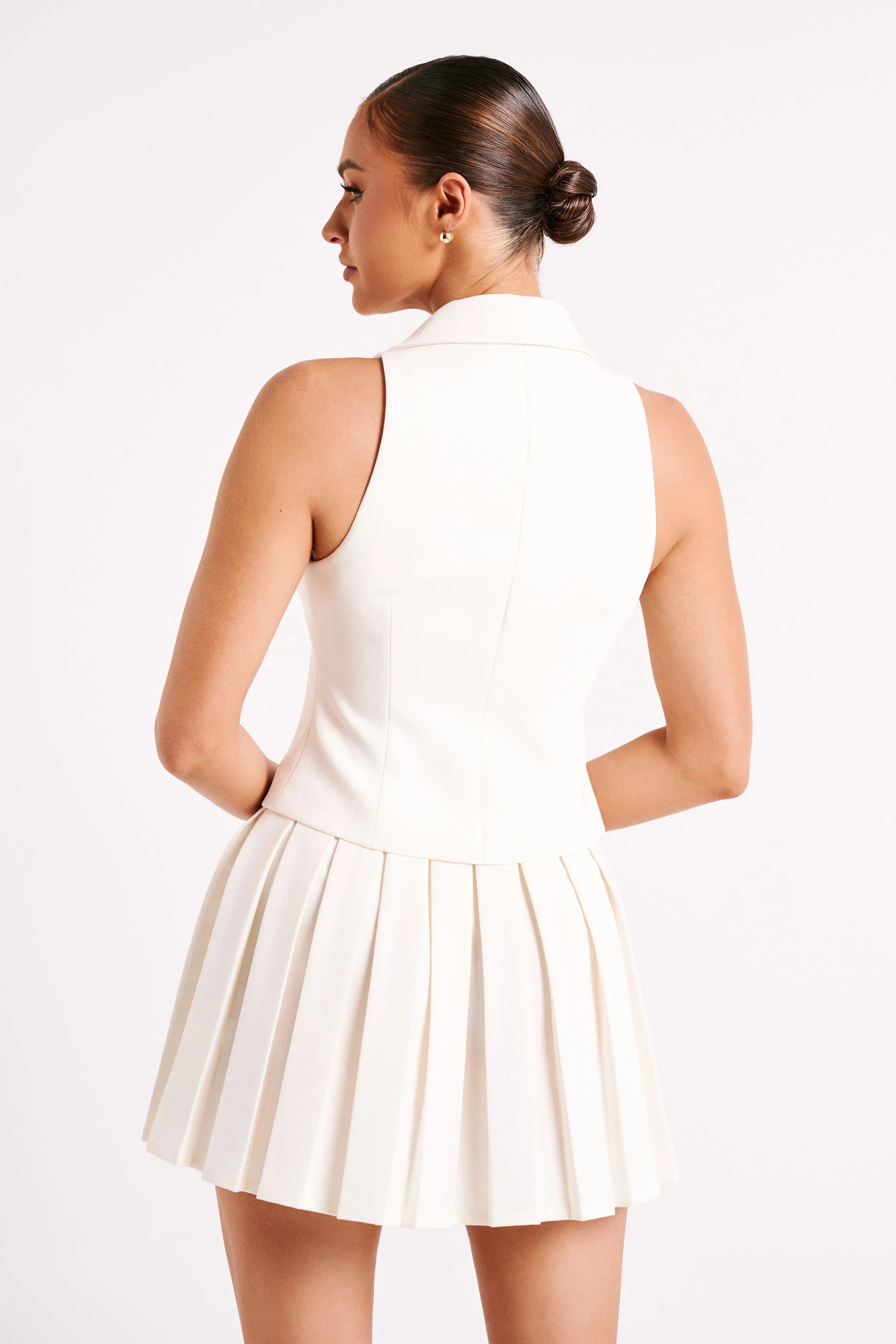 Mura Pleated Mini Skirt Ivory
