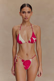 Marquise Bikini Top Dragonfruit Deco Fleur Print