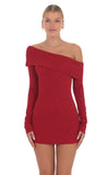Lace Off Shoulder Dress in Red