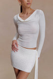 Elowen Knit Cowl Long Sleeve Top White