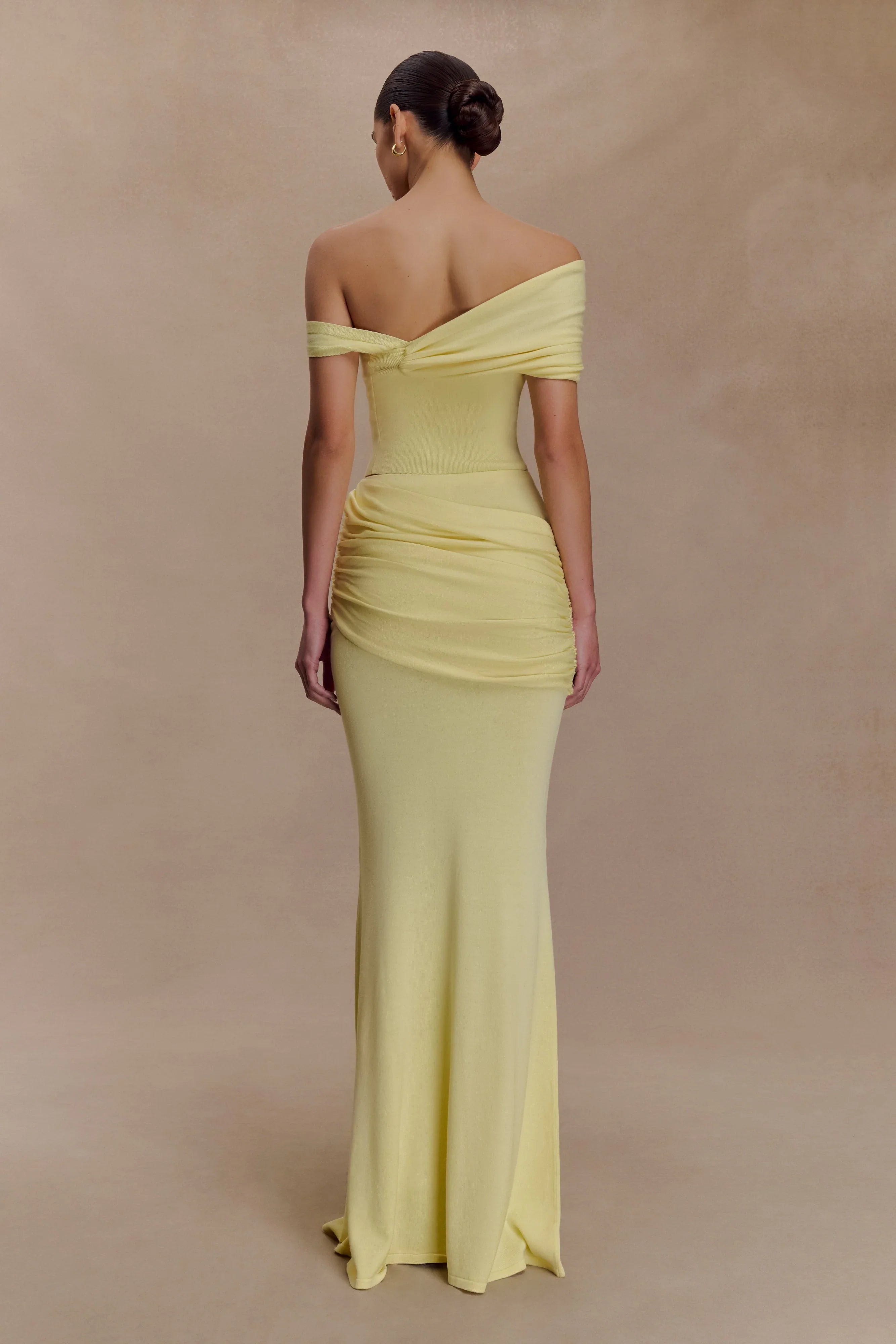 Irene Gathered Knit Maxi Skirt Lemon