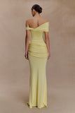 Irene Gathered Knit Maxi Skirt Lemon