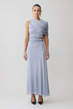 Adrienne Lurex Knot Maxi Skirt Pastel Blue