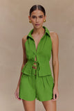 Scout Sleeveless Linen Shirt Green