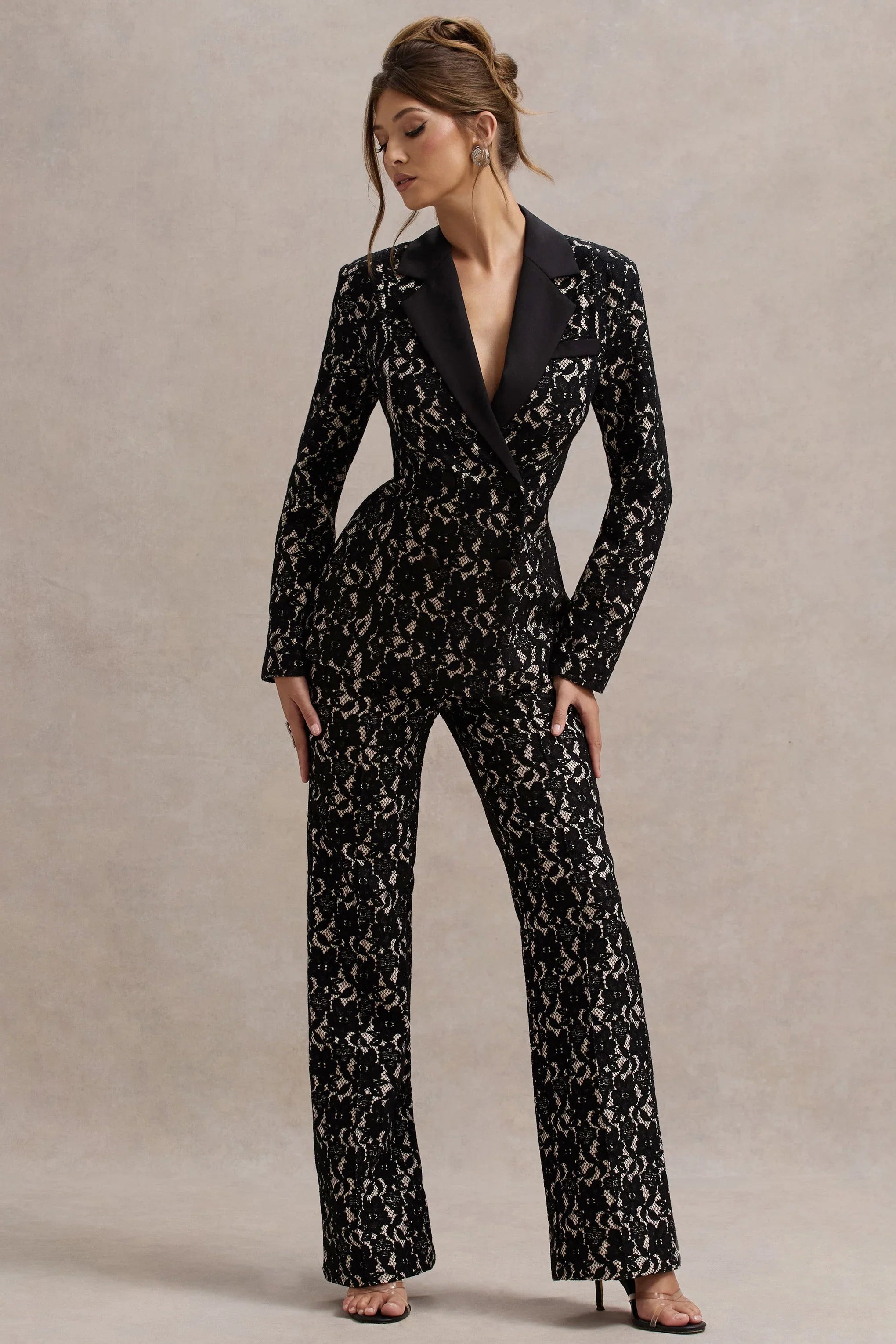 Jordanne Black Lace Flared Leg Trousers