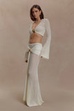 Mania Crochet Long Sleeve Cropped Top Ivory