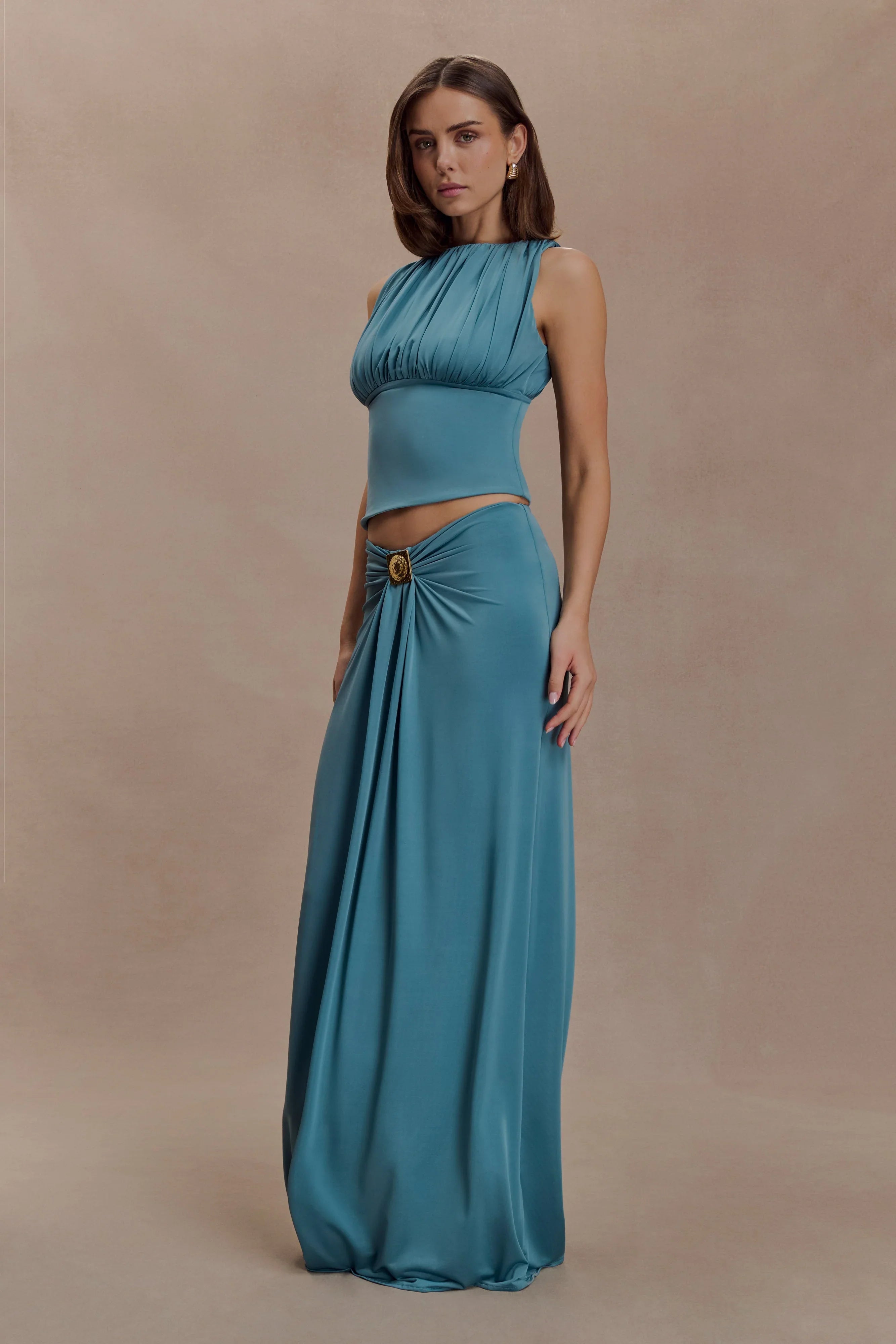 Erina Slinky Open Back Top Teal