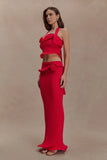 Samira Knit Wired Maxi Skirt Red