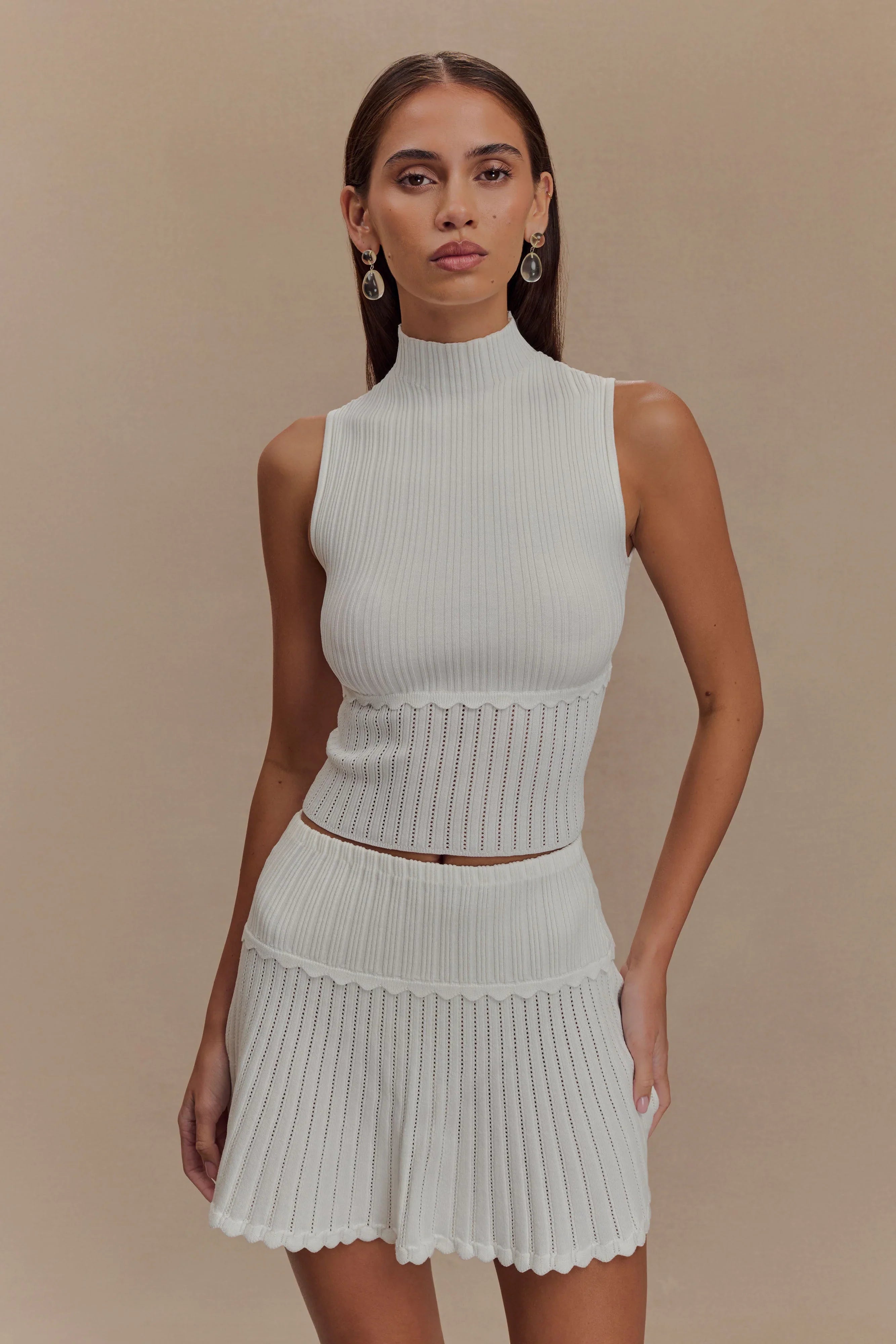 Indy Pointelle Knit Top Ivory