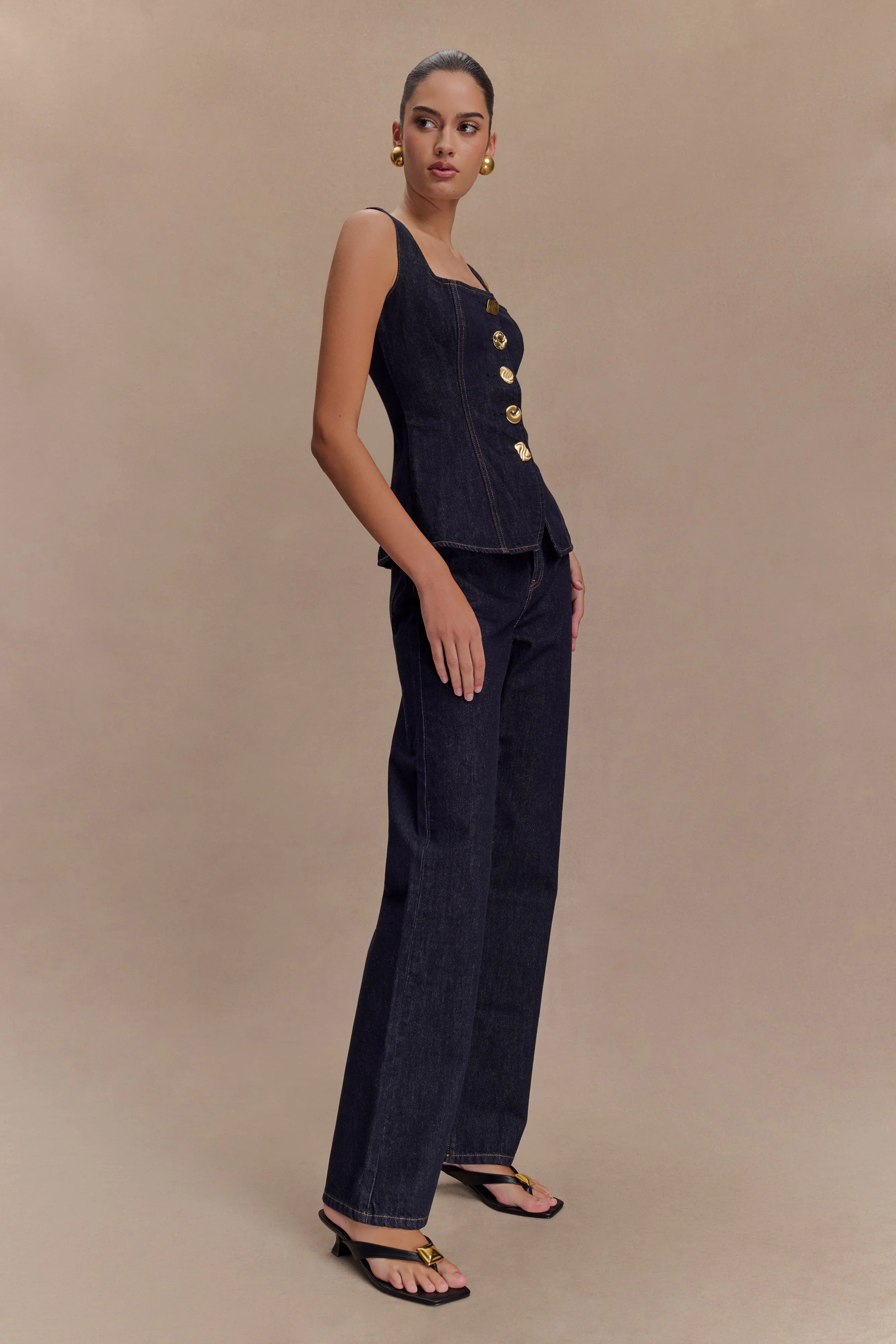 Janine High Waisted Straight Leg Jeans Washed Indigo Blue