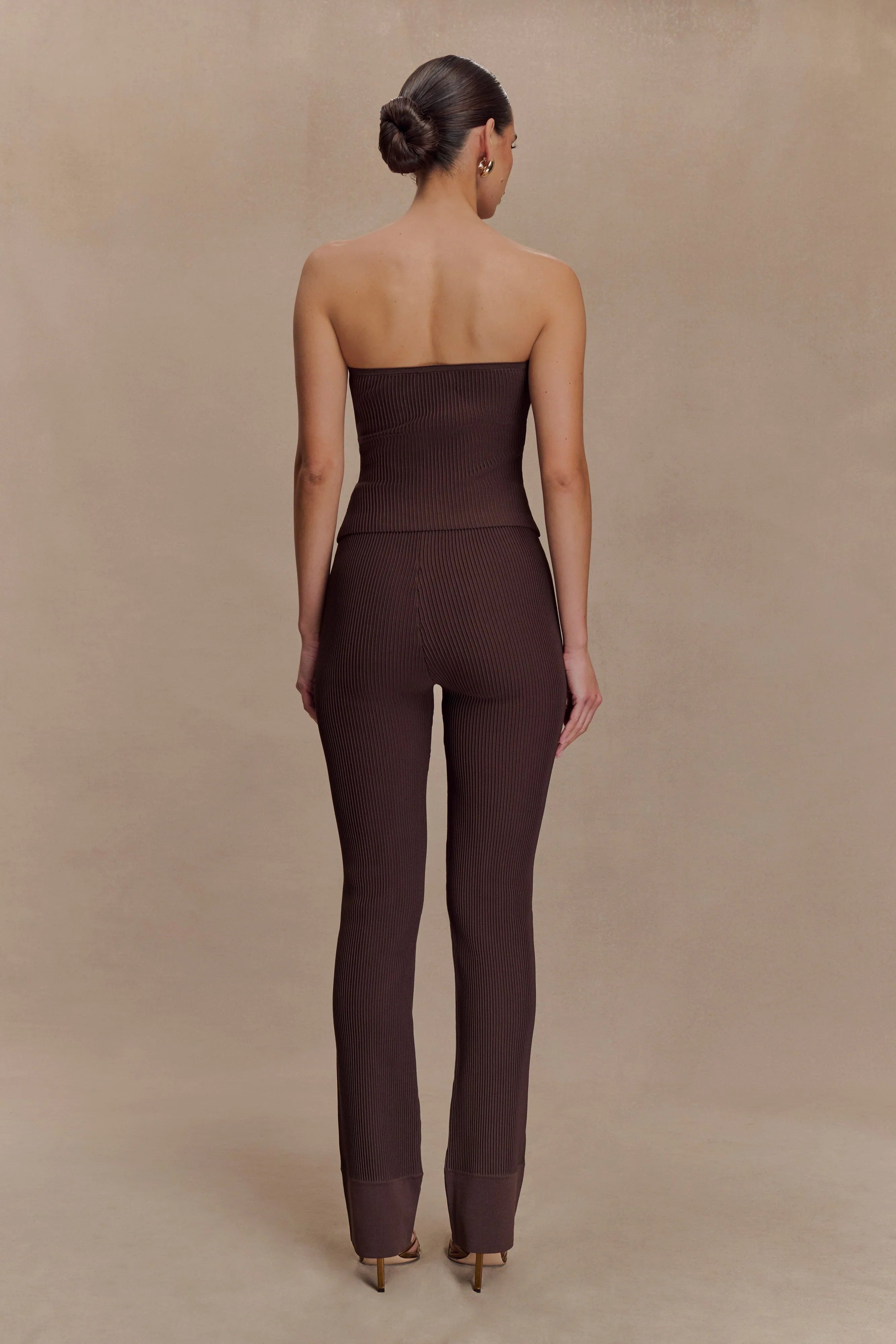 Elodie Strapless Cupped Knit Top Chocolate