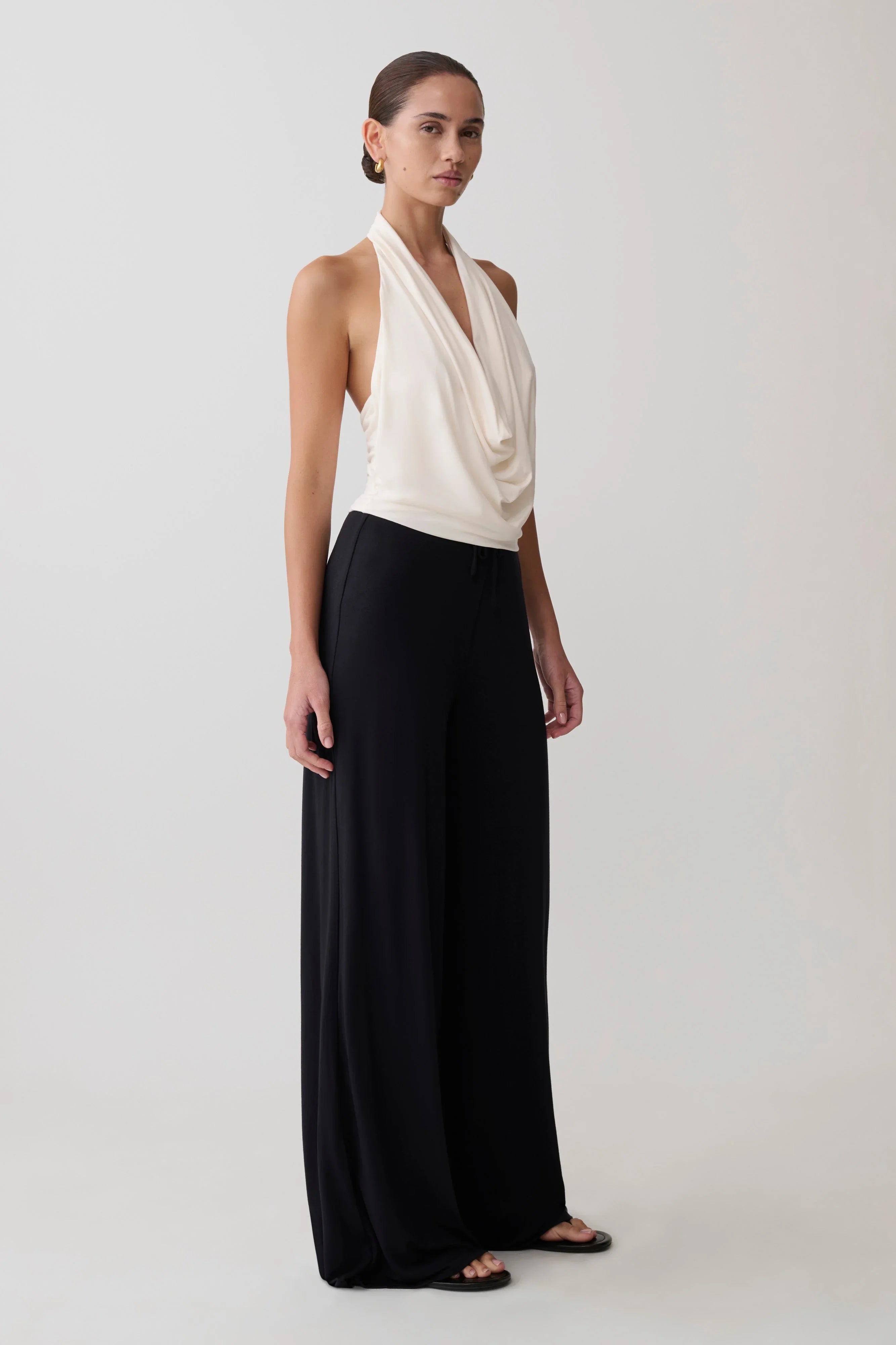 Dewi Wide Leg Modal Pants Black