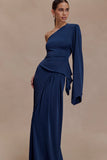 Vivica Slinky Gathered Maxi Skirt Midnight Navy