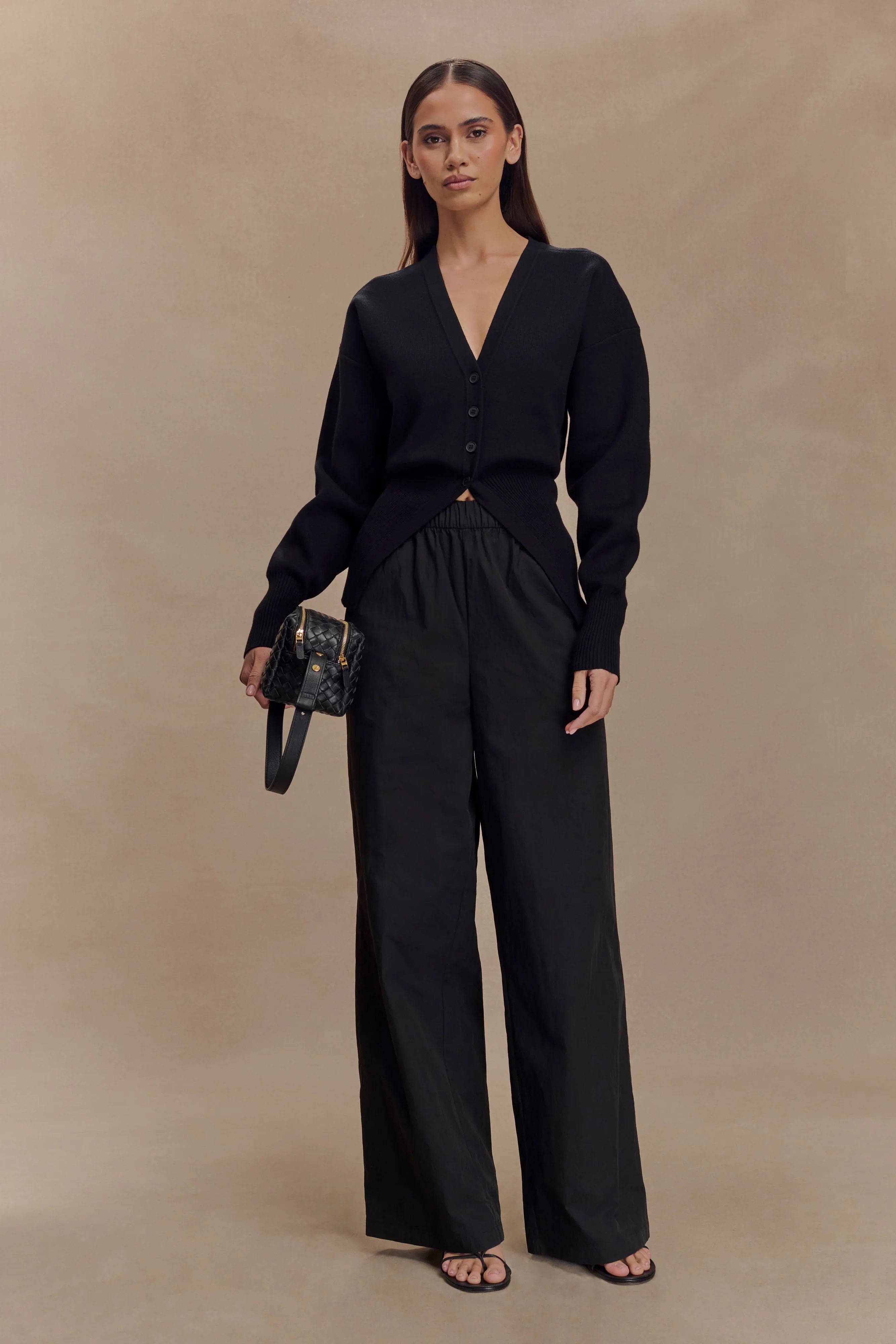 Alexia Buttoned Oversized Cardigan Black