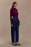 Kirralee Straight Leg Cuffed Jeans Indigo Blue