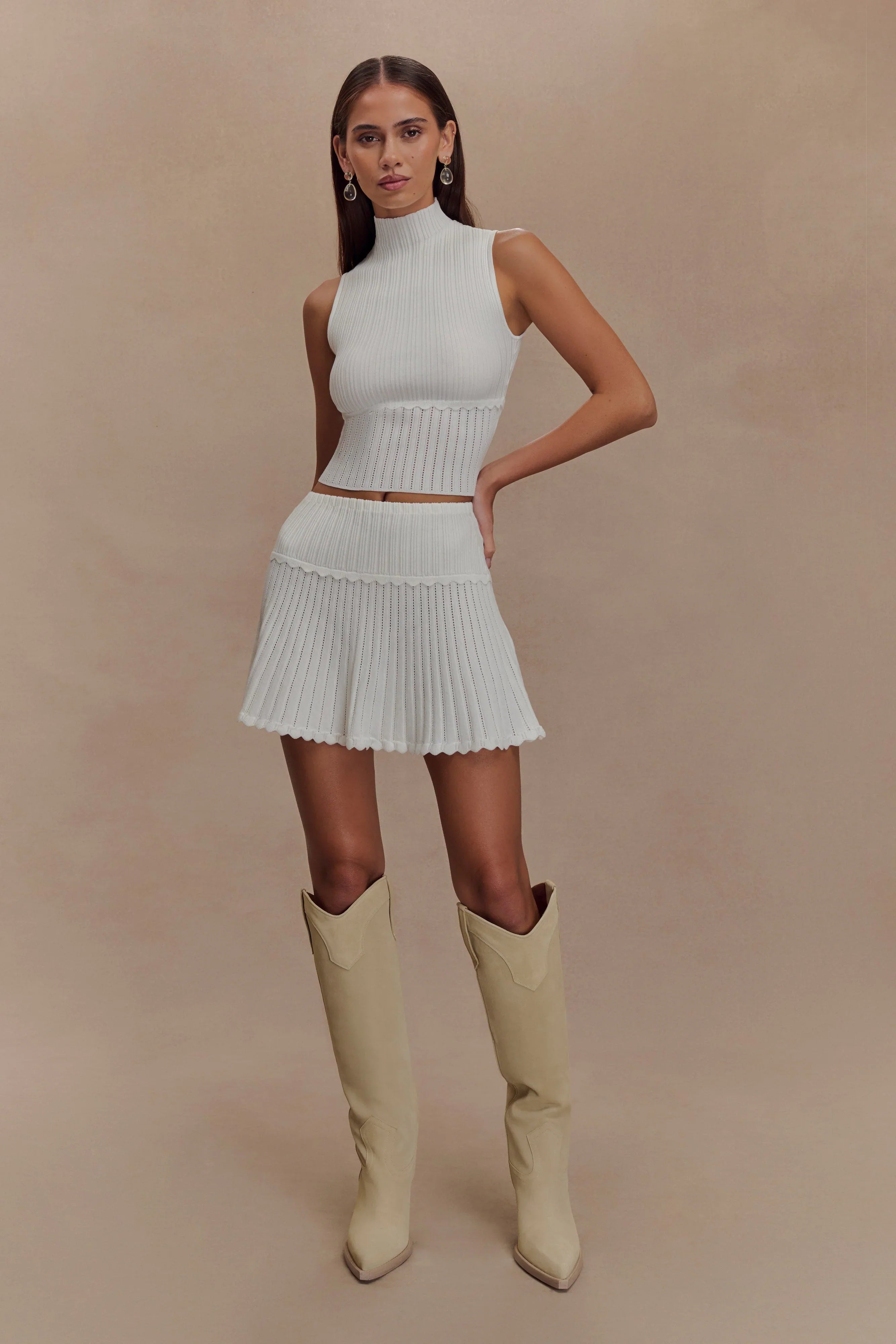 Indy Pointelle Knit Top Ivory