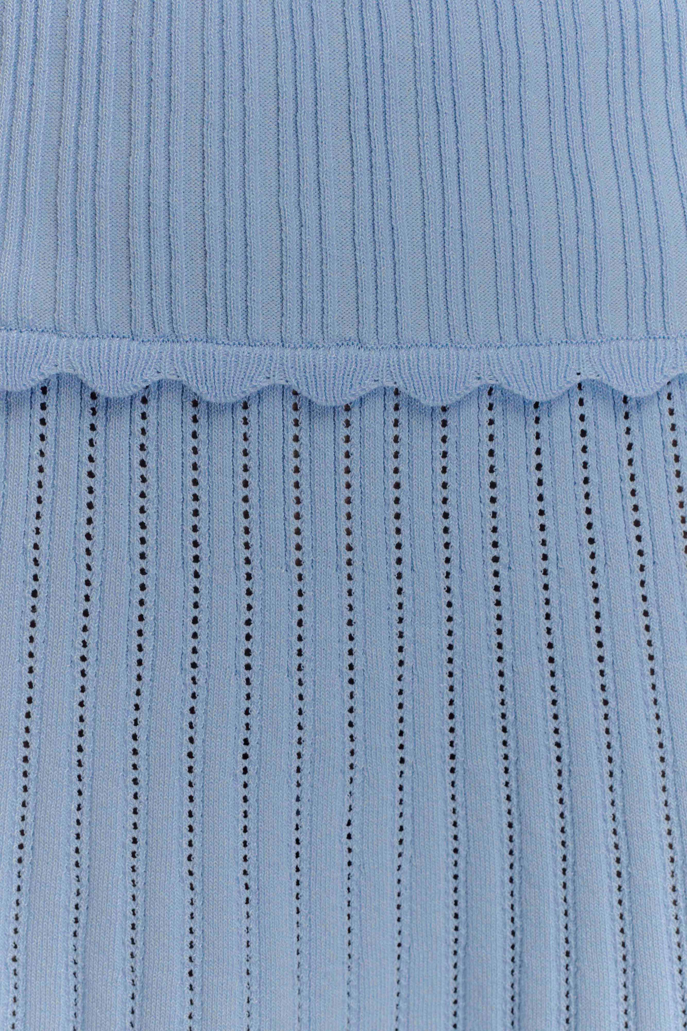 Indy Pointelle Knit Top Cornflower Blue