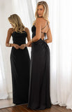 Blaise Black Satin Maxi Dress
